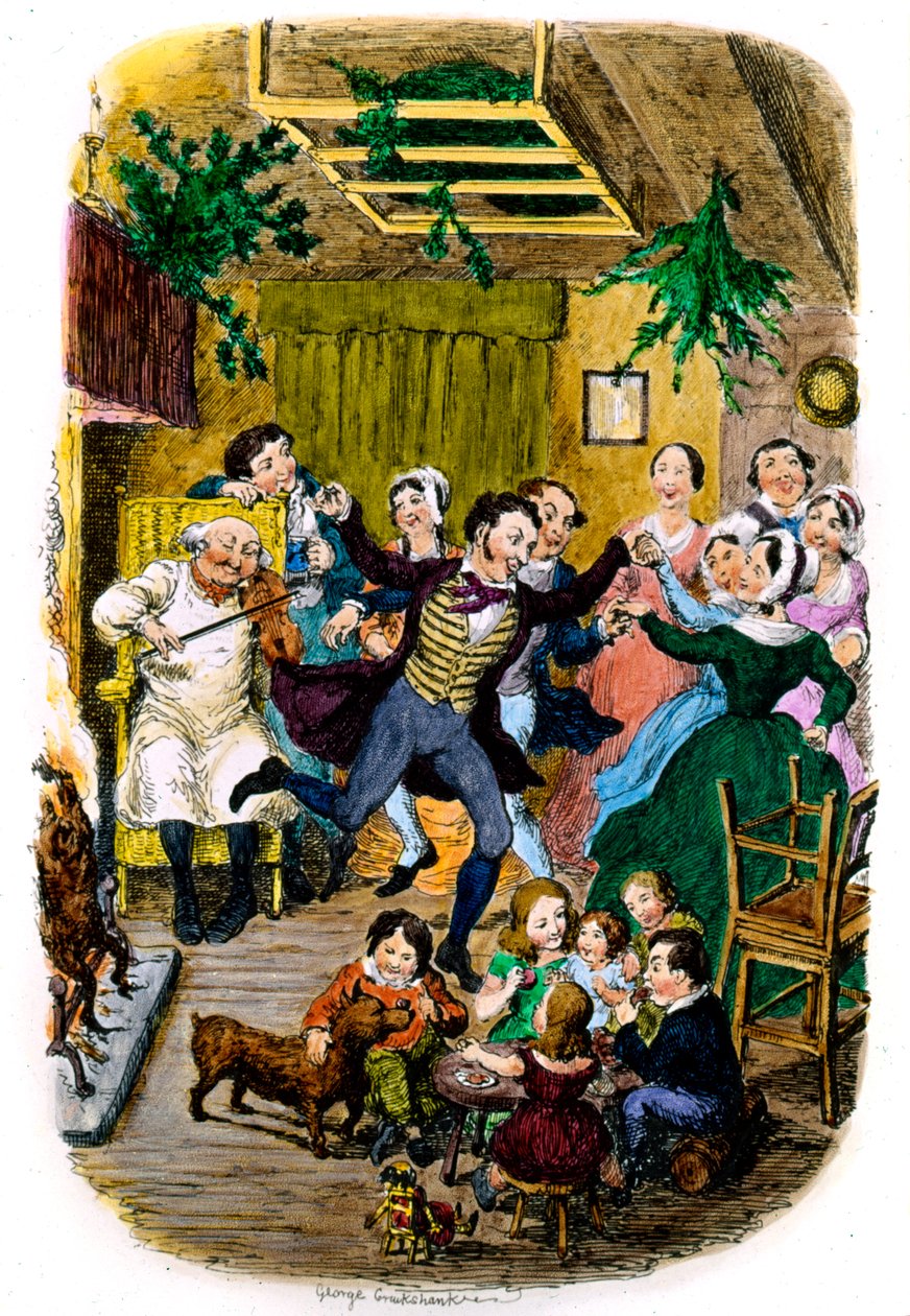 Cartão de Natal Victoriano por George Cruikshank de George Cruikshank