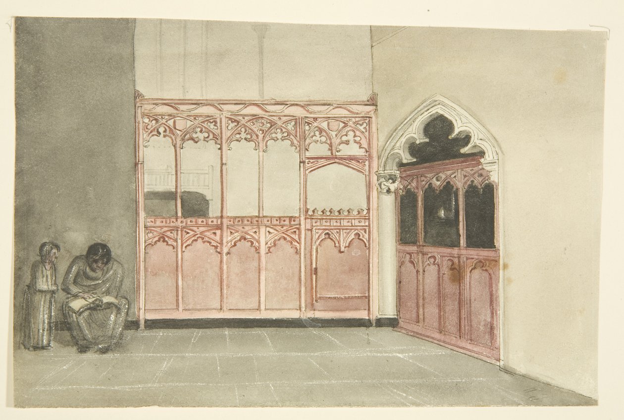 Capela Antiga na Catedral de Bristol (lápis e aguarela sobre papel) de George Cumberland
