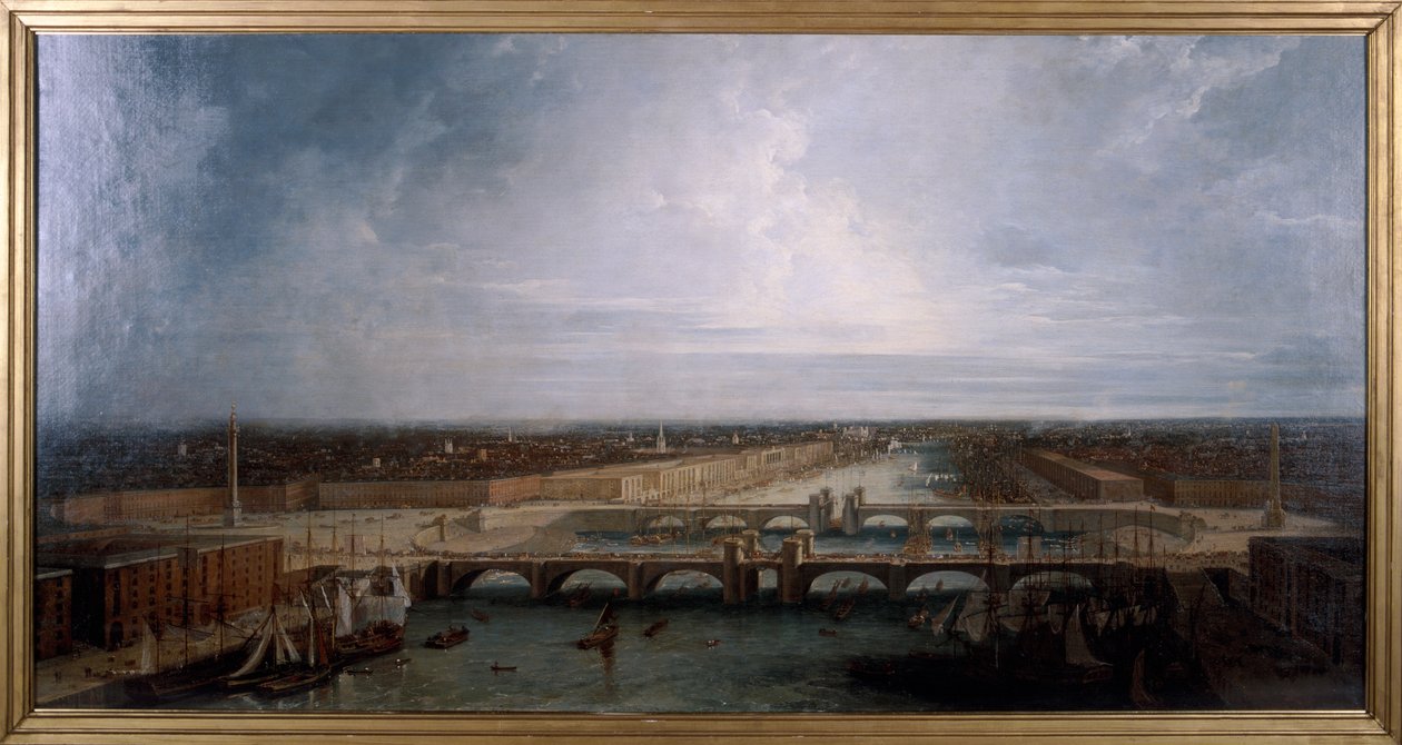 Double London Bridge proposta para Londres, 1800. de George Dance