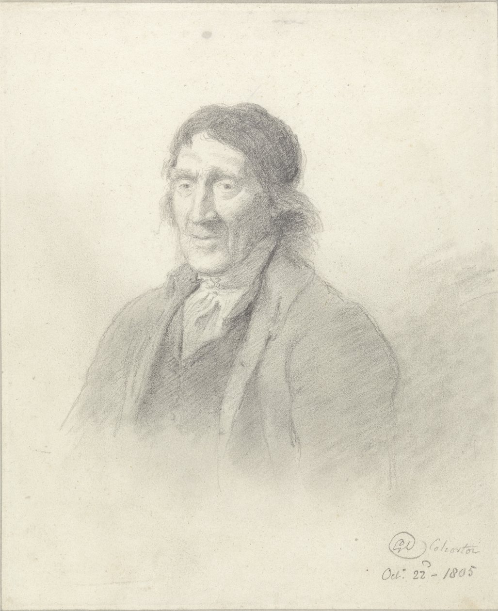 Retrato de um homem, 1805 (grafite com tinta no papel) de George Dance