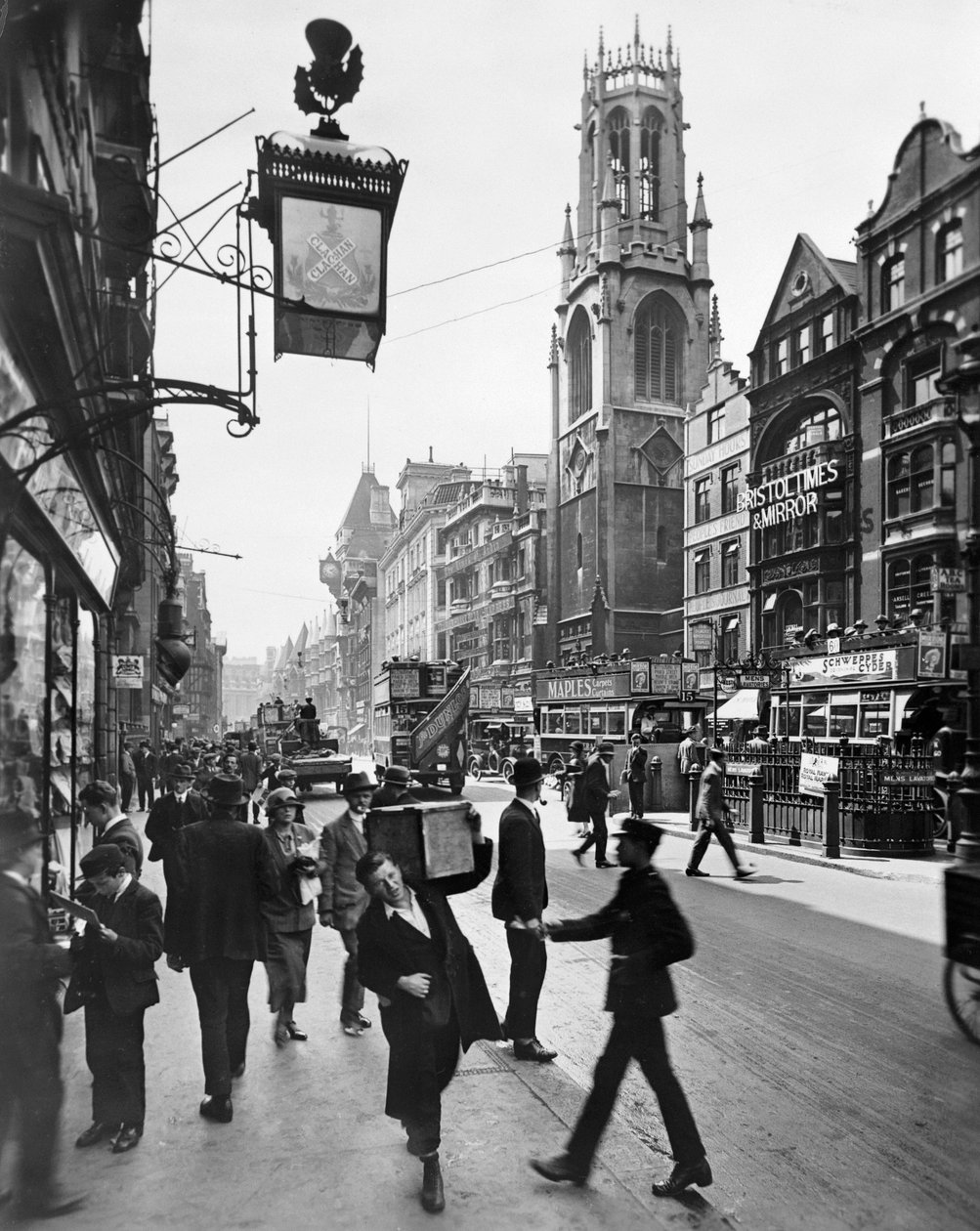 Fleet Street olhando para o oeste, cidade de Londres, década de 1920 de George Davison Reid