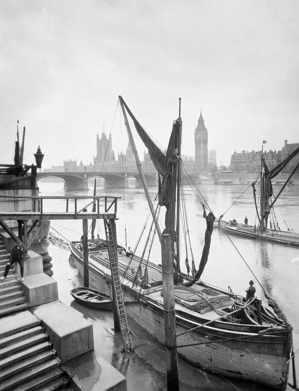 Casas do Parlamento do Rio Tâmisa, Lambeth, Londres, década de 1920 de George Davison Reid