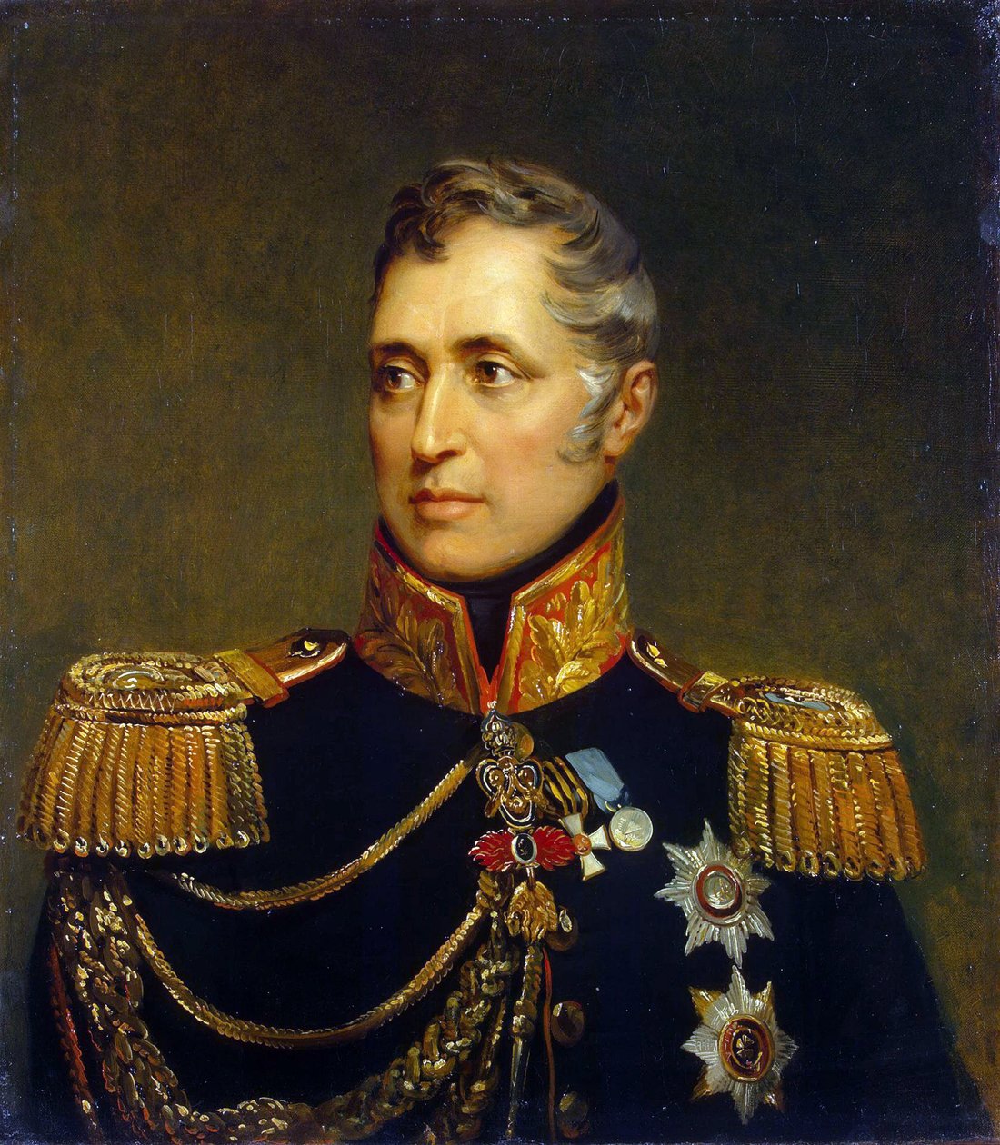 Charles Andre, comte Pozzo di Borgo - Retrato do Conde Carlo Andrea Pozzo di Borgo (1764-1842) par Dawe, George (1781-1829). Óleo sobre tela, tamanho : 70x62,5, antes de 1827, Eremitério do Estado, São Petersburgo. de George Dawe