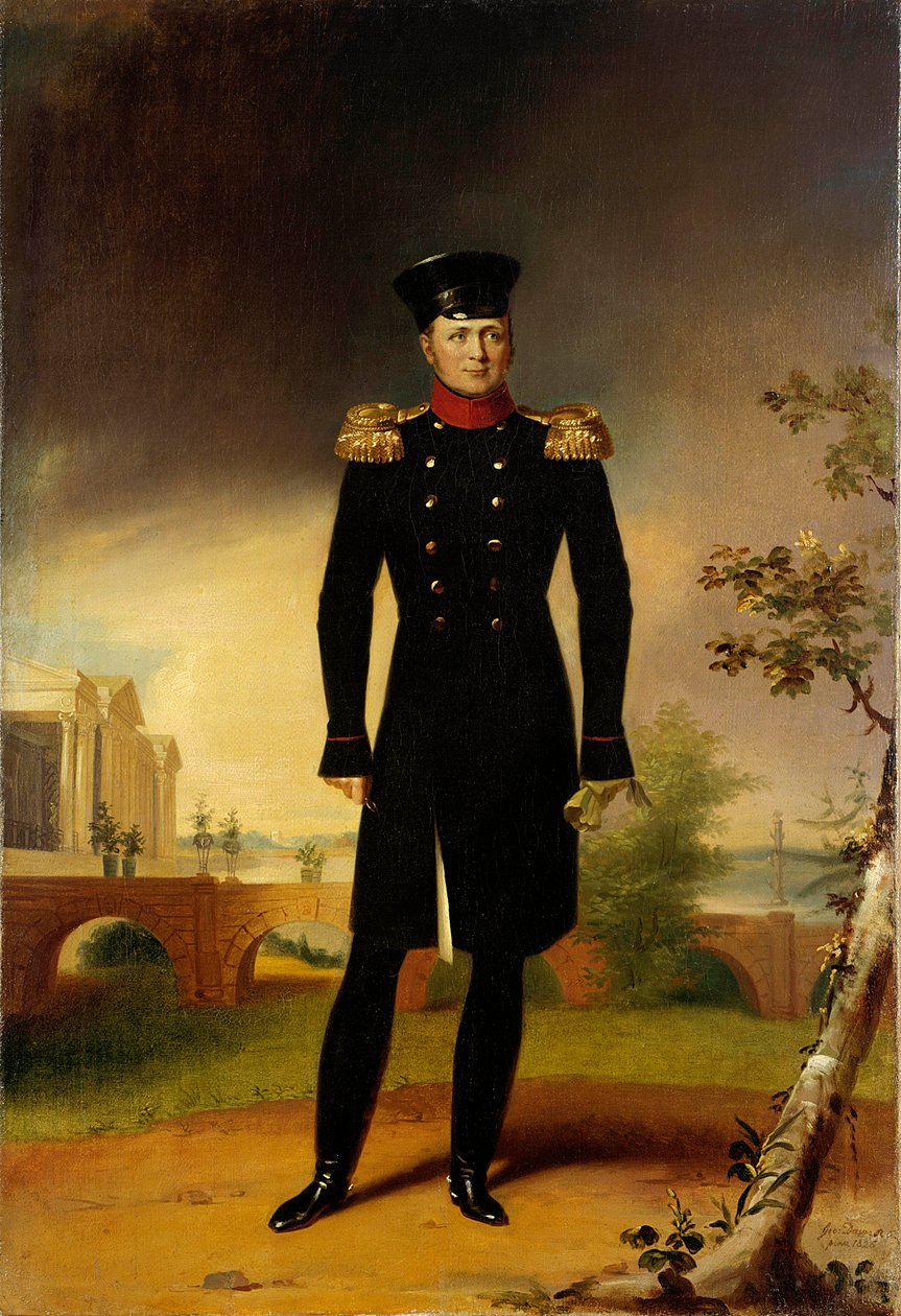 Retrato do czar russo Alexandre I (1777-1825) (o Grande) em Pintura de trajes de oficial por George Dawe (1781-1829) São Petersburgo. Museu Hermitage de George Dawe