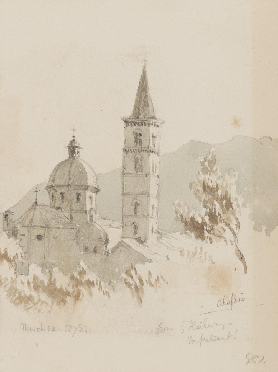 Alassio, de você Railway, En Passant !, 12 de março de 1878 (lápis e wc no papel) de George Douglas Tinling
