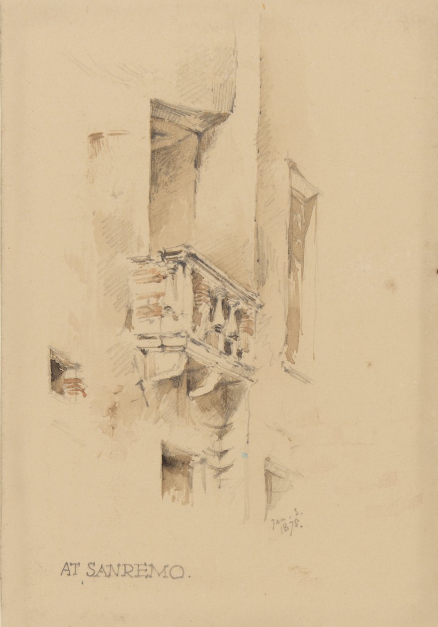 Em San Remo, 3 de janeiro de 1878 (lápis e wc no papel) de George Douglas Tinling