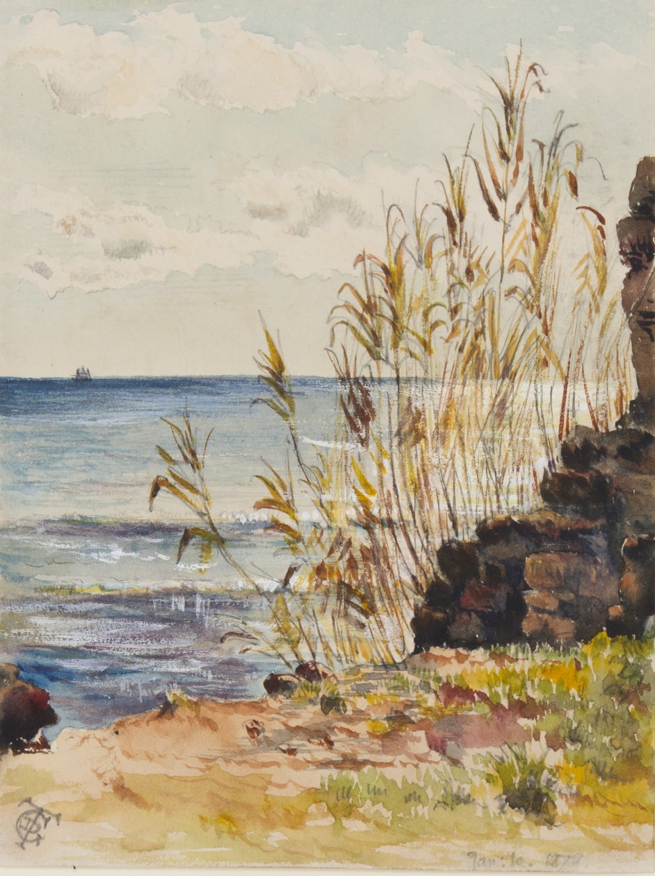 Em San Remo, olhando o Mediterrâneo, 10 de janeiro de 1878 (wc e guache sobre papel) de George Douglas Tinling
