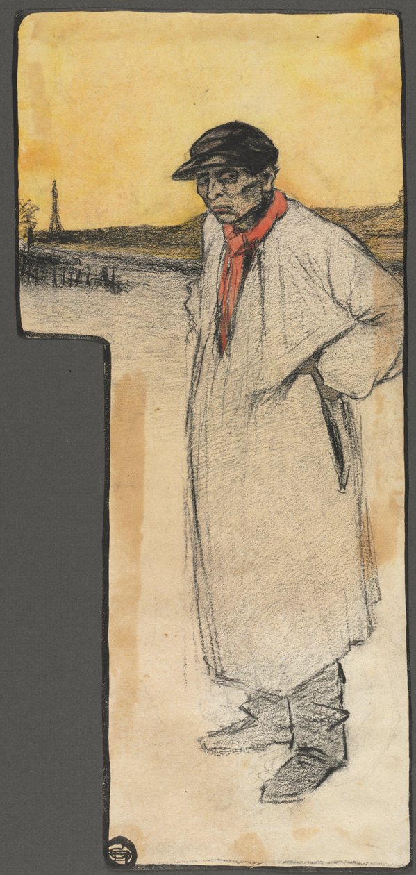 Design para ilustração de livro, figura masculina em pé, depois de 1901. de George Dupuis