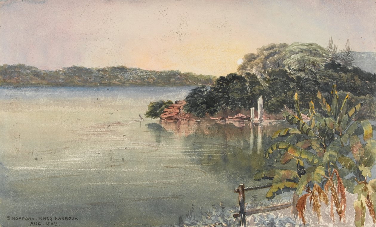 Cingapura, Porto Interior, agosto de 1862   (aquarela) de George E.L.S. Sanford