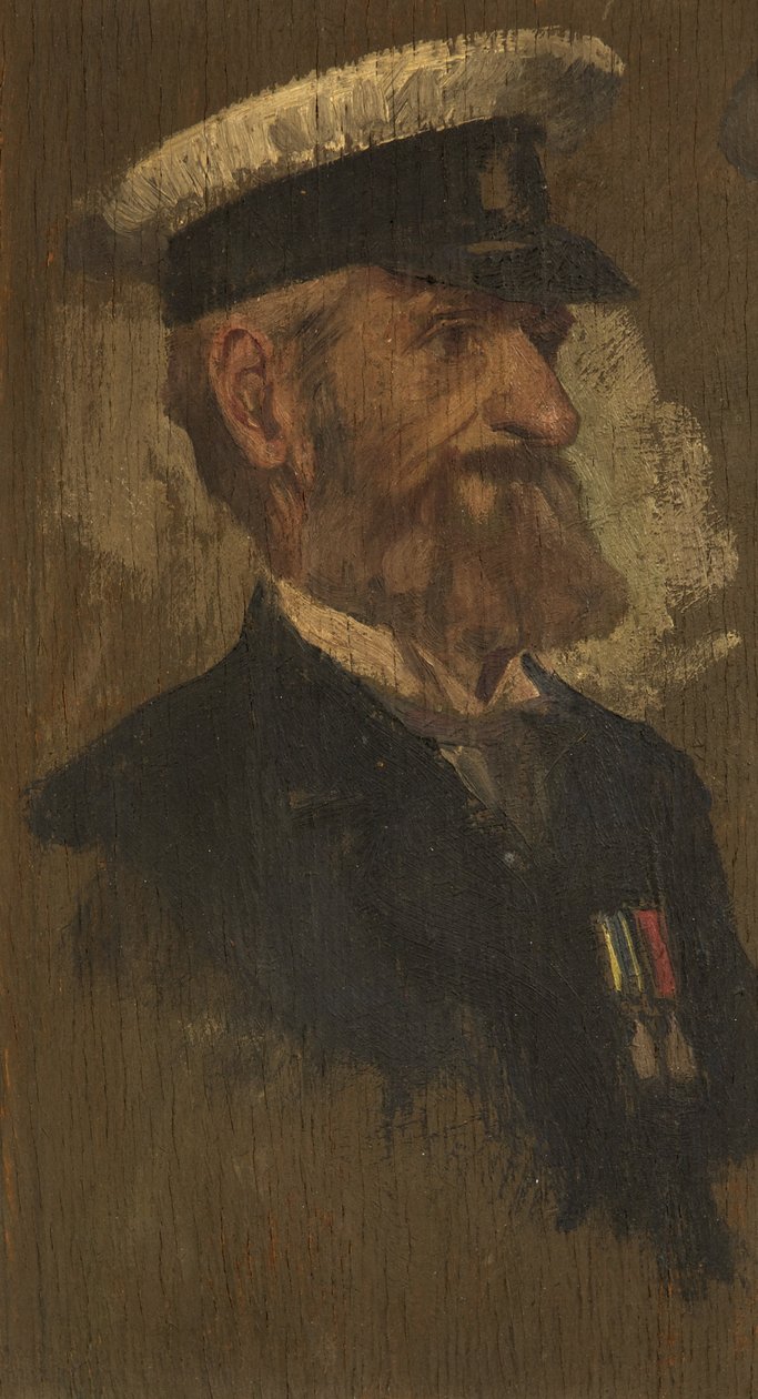 Retrato de E. Gillard, R. Bgde., c. 1920 (óleo sobre painel) de George Edmund Butler
