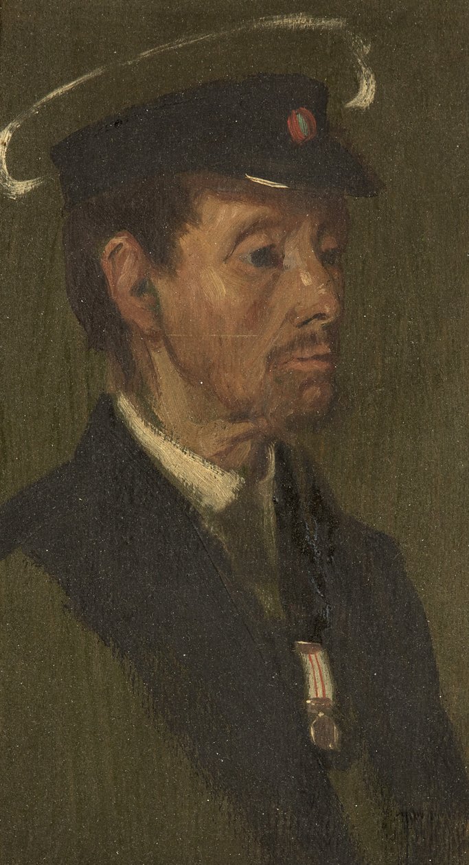 Retrato de H. Fitzpatrick, 97th, c.1920 (óleo sobre painel) de George Edmund Butler