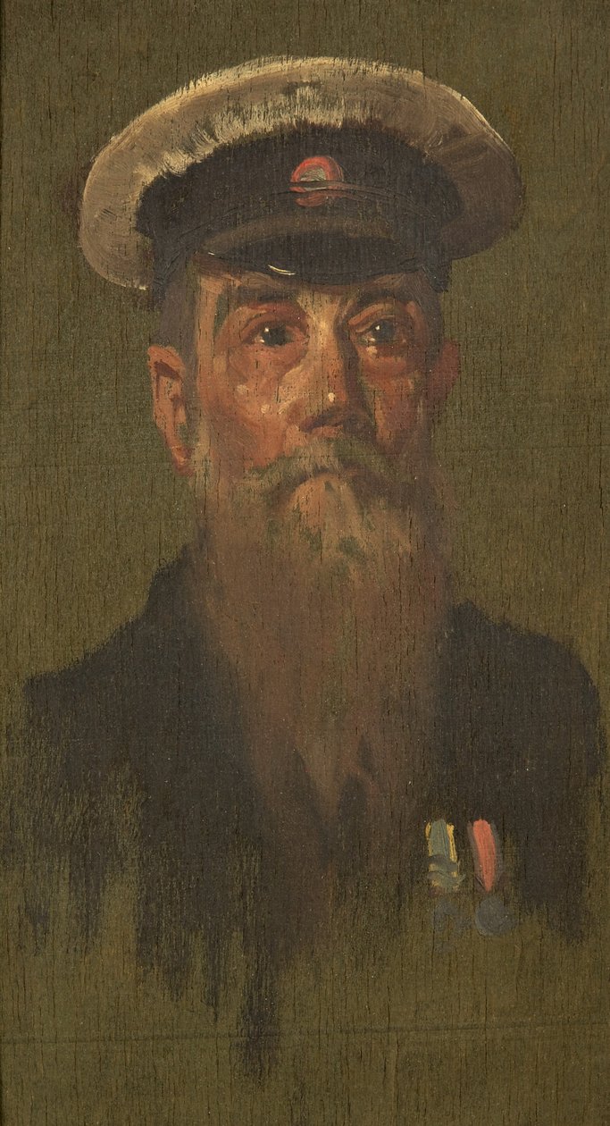 Retrato de J. Brooks, 6º Dragoons, c. 1920 (óleo sobre painel) de George Edmund Butler