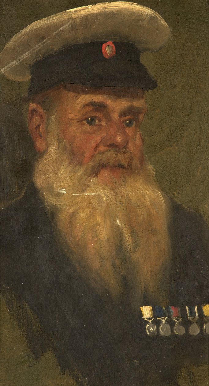 Retrato de J. Wilson, R.M.A., c.1920 (óleo sobre painel) de George Edmund Butler