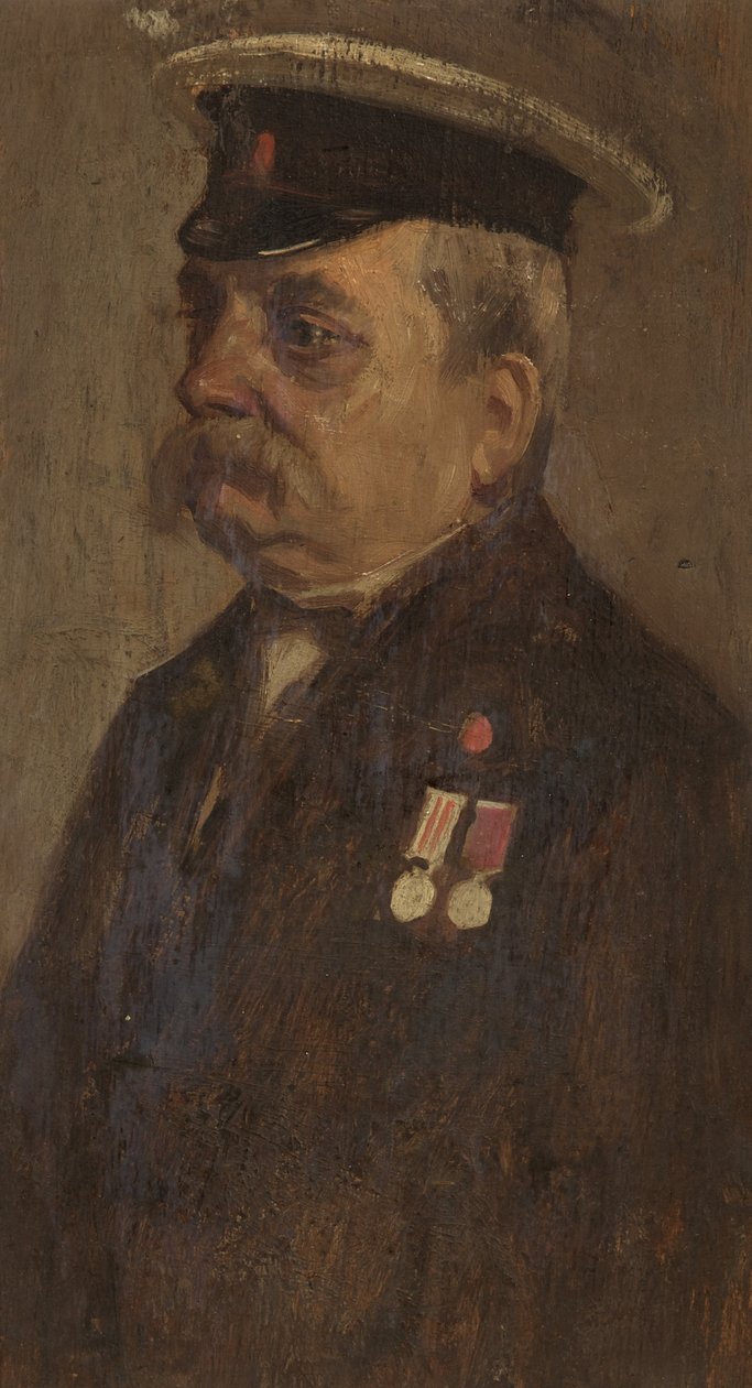 Retrato de S. Vowles, 60th, c.1920 (óleo sobre painel) de George Edmund Butler