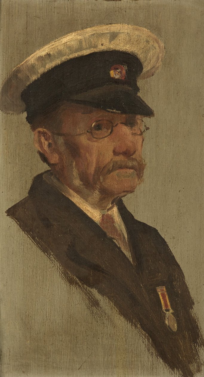Retrato de T. S. Brooks, R.M.L.I., c. 1920 (óleo sobre painel) de George Edmund Butler