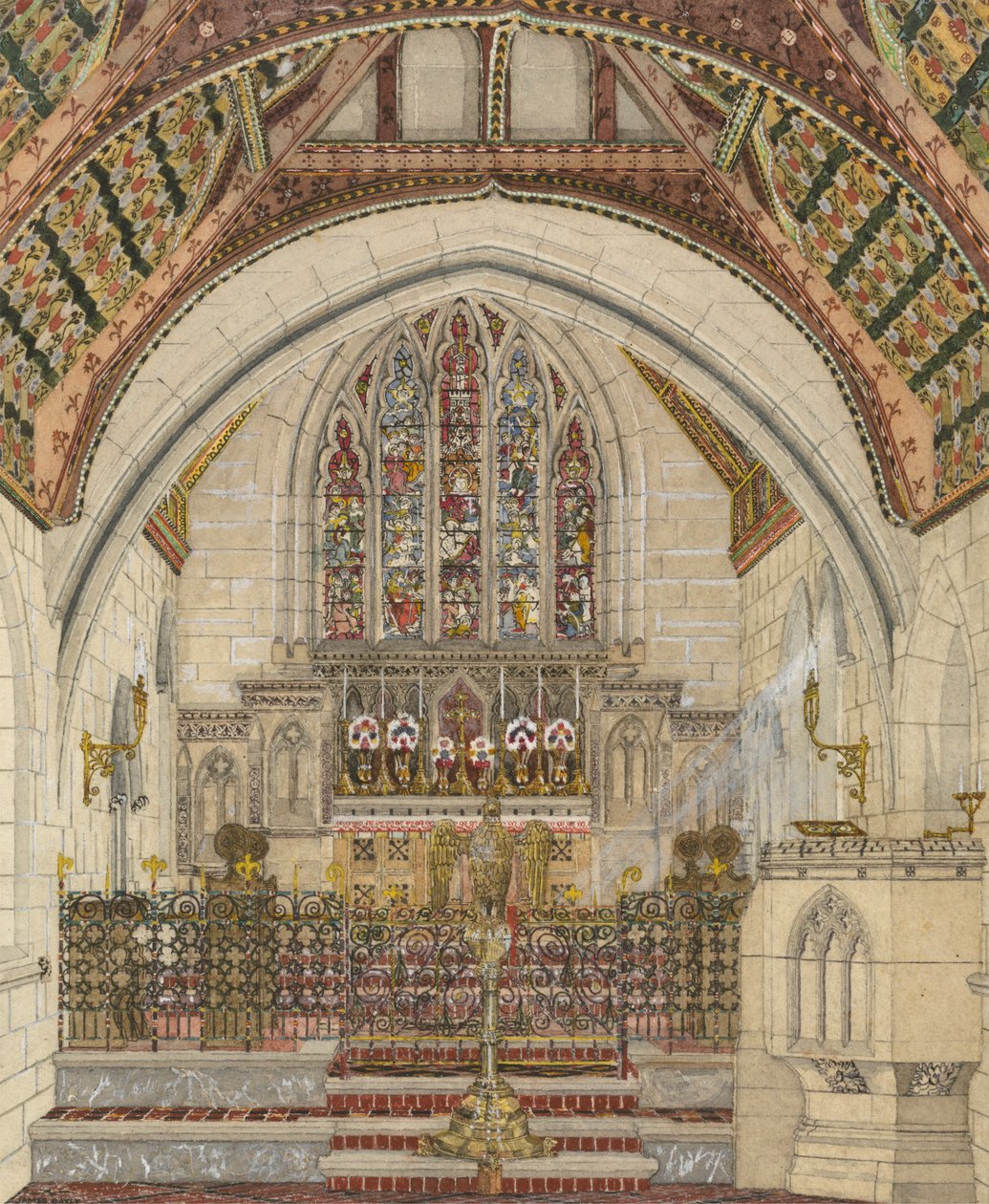 Desenho para Decoração Policromática de uma Igreja de George Edmund Street