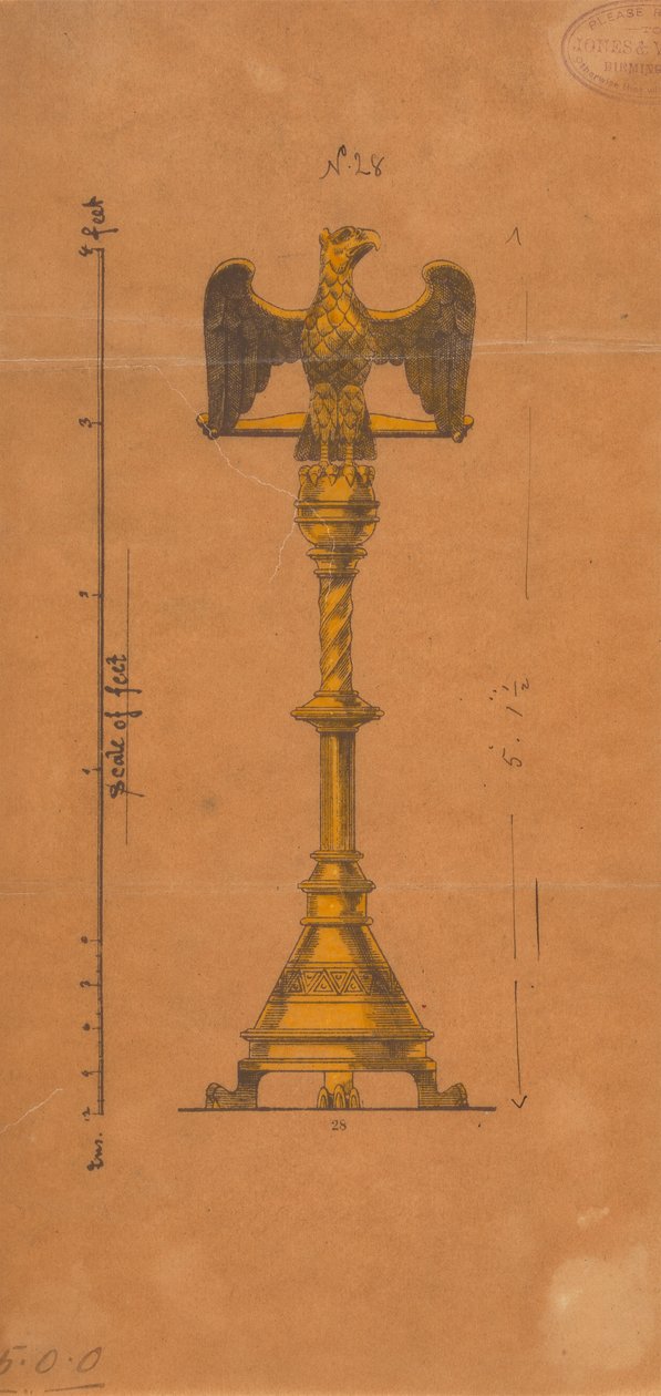 Desenhos executados para Jones e Willis, trabalhadores de metal e madeira e fabricantes de mobiliário de igrejas de Birmingham e Londres de George Edmund Street