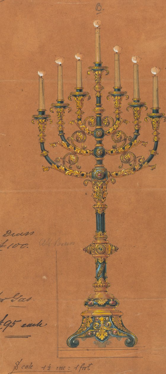Desenhos executados para Jones e Willis, trabalhadores de metal e madeira e fabricantes de mobiliário de igrejas de Birmingham e Londres de George Edmund Street