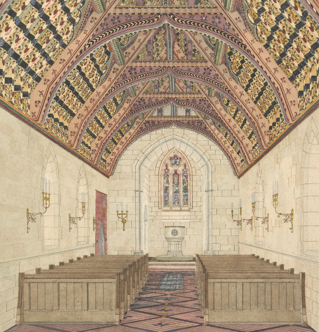 Perspectiva para um interior de igreja de George Edmund Street