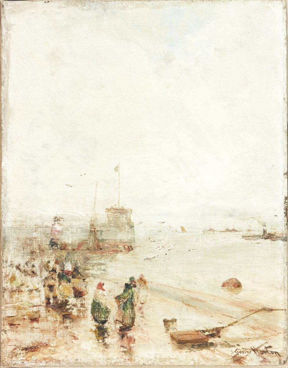 North Shields Fish Quay (óleo sobre tela) de George Edward Horton
