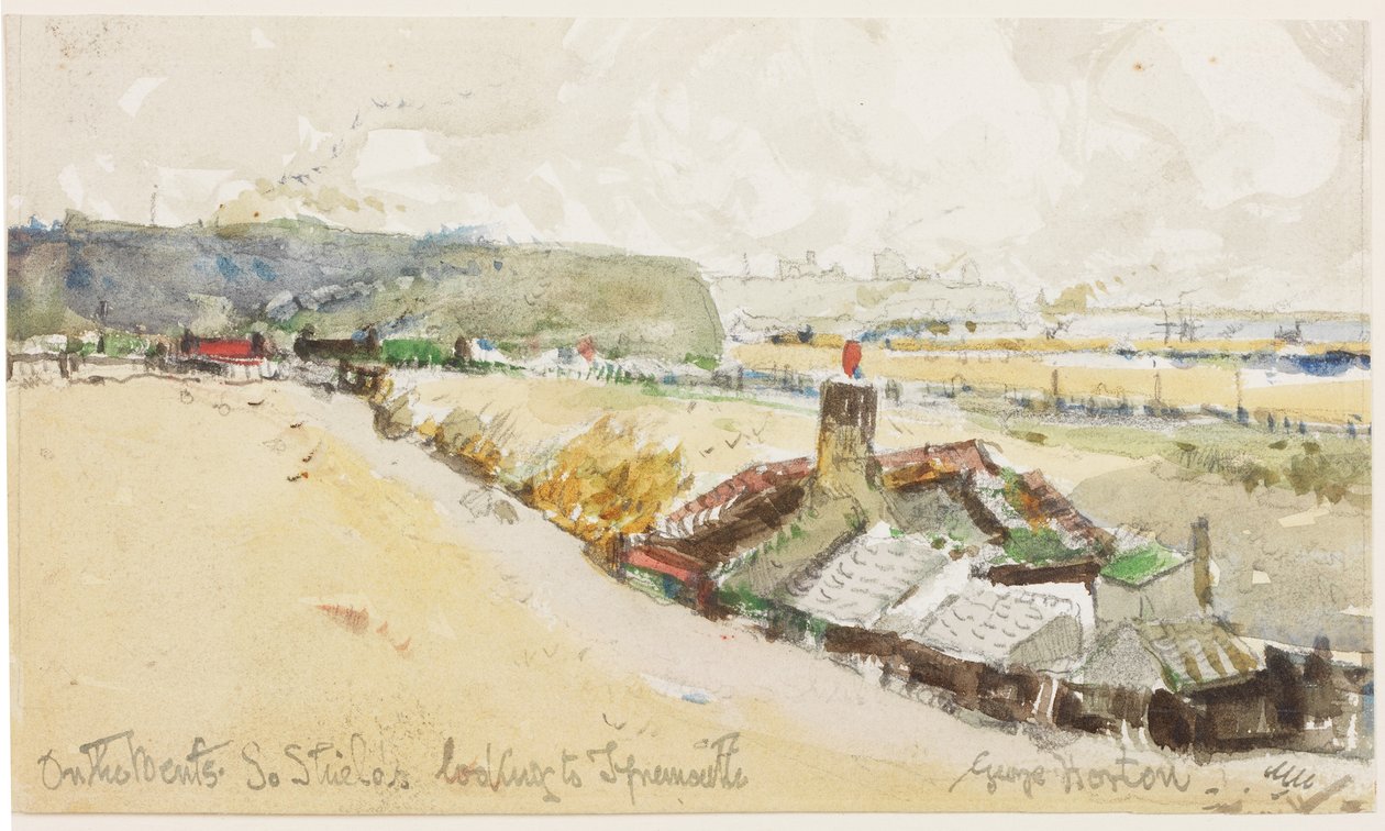 On the Bents, South Shields, Looking to Tynemouth (lápis e aquarela sobre papel) de George Edward Horton
