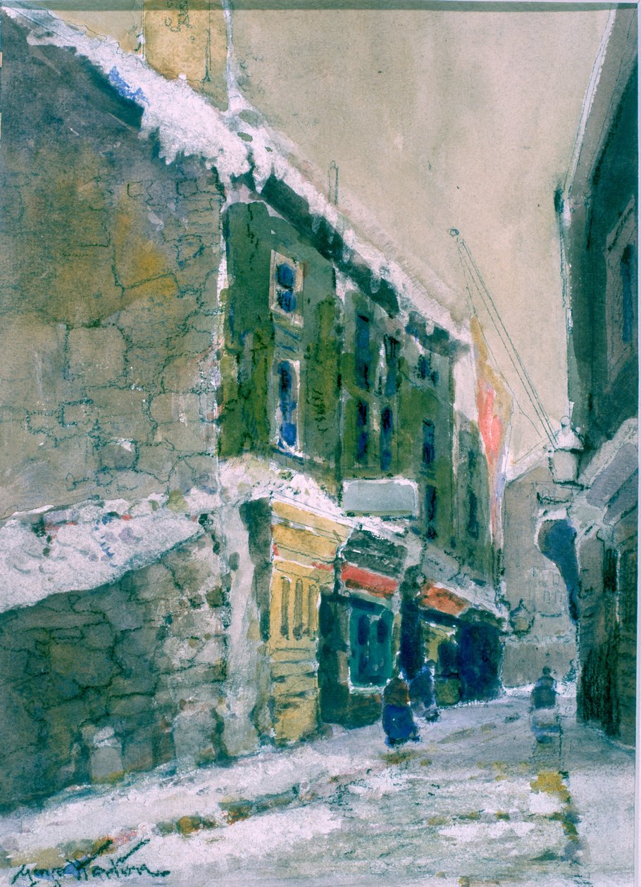 Winter, Clive Street, North Shields (carvão e aquarela em papel colado em cartão) de George Edward Horton