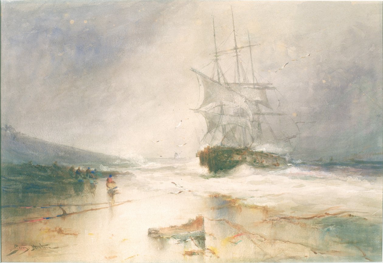 Wreck of the Salween, South Shields Sands (lápis e aquarela sobre papel) de George Edward Horton
