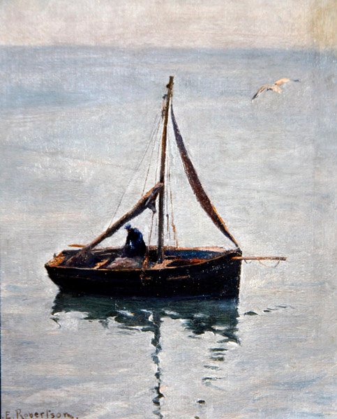 Conserto das Redes, c.1910 (óleo sobre tela) de George Edward Robertson
