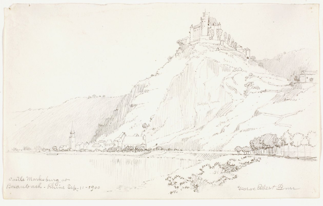 Castelo de Marksburg em Braubach, Reno de George Elbert Burr