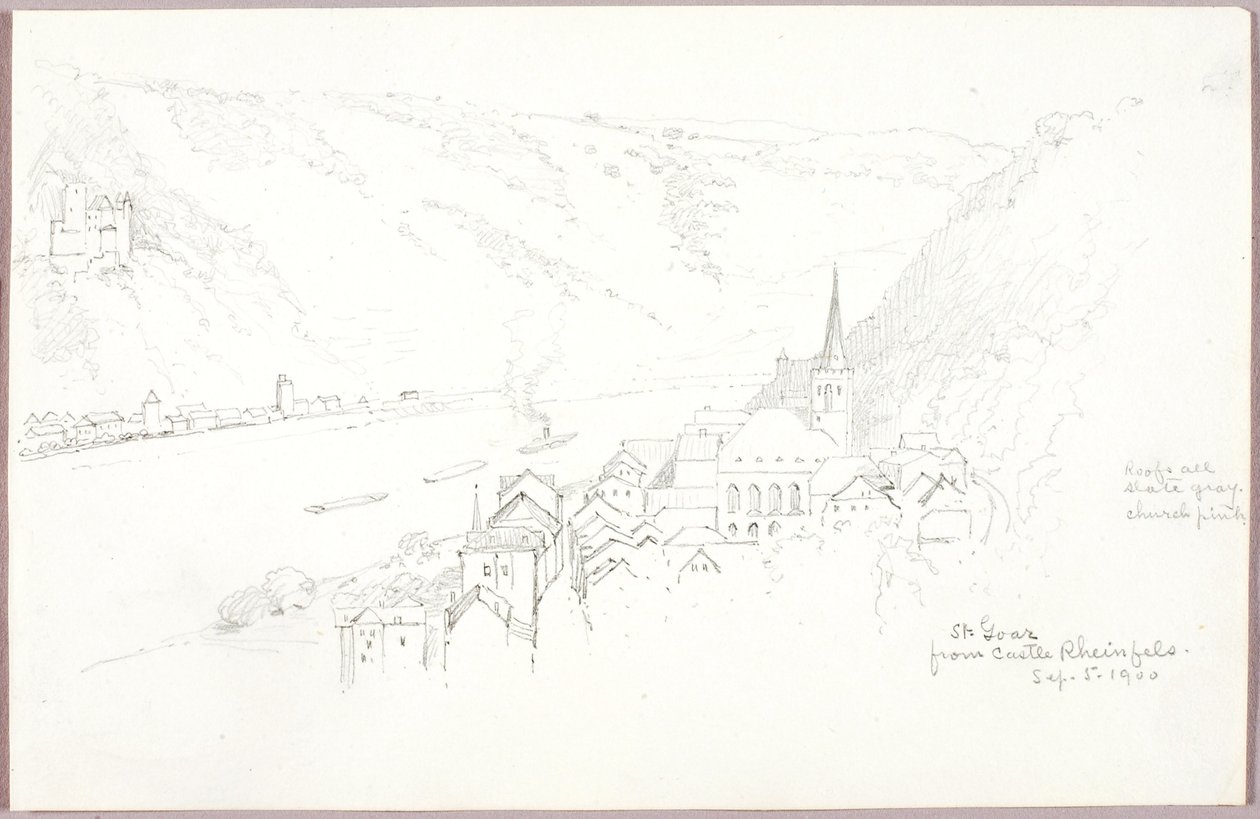 St. Goar a partir do Castelo de Rheinfels de George Elbert Burr