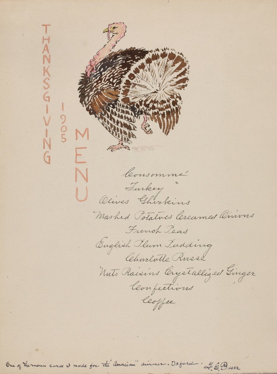 Menu de Ação de Graças de George Elbert Burr
