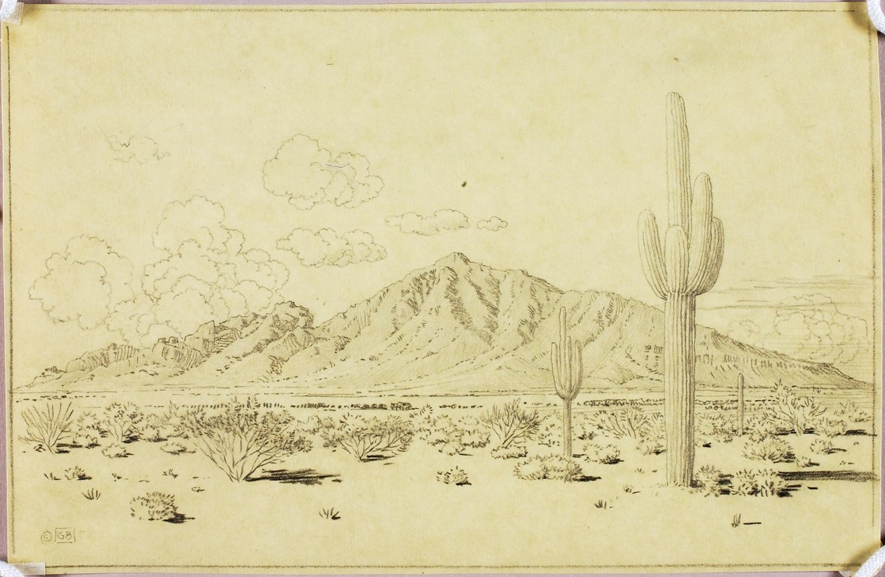 Sem título (desenho de transferência para Camelback Mountain, Phoenix) de George Elbert Burr