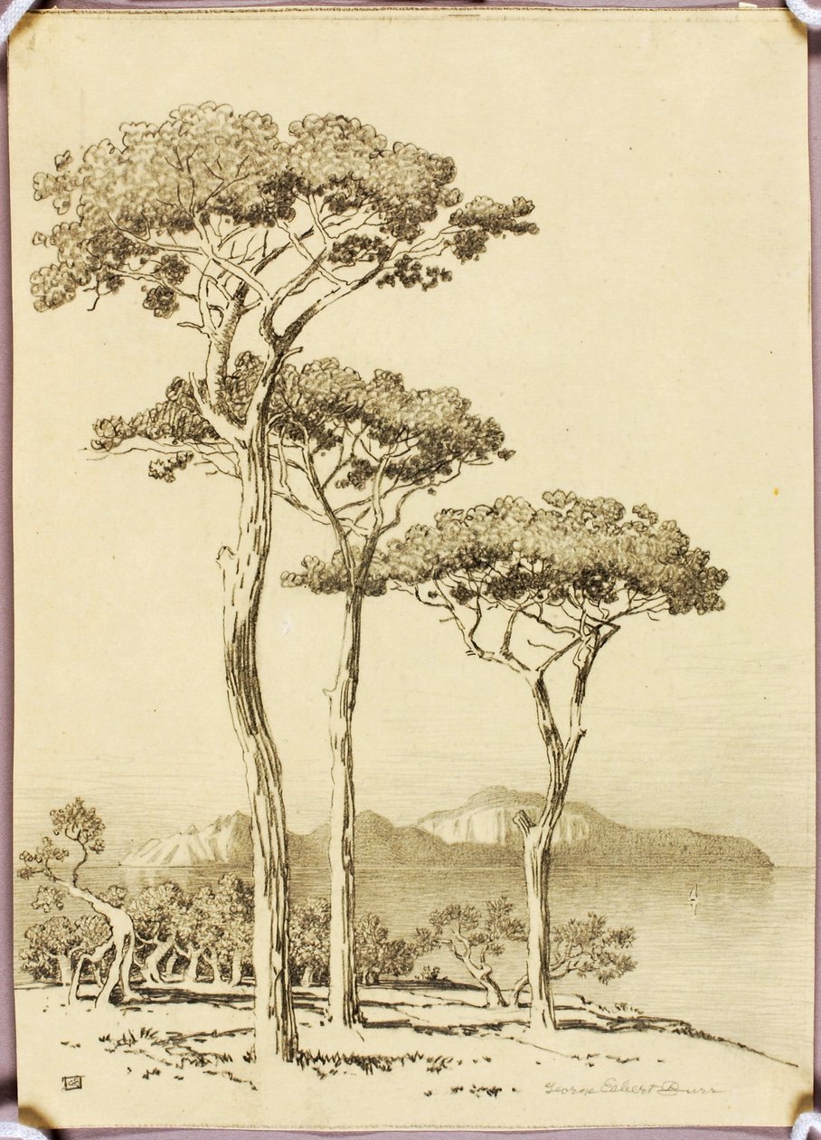 Sem título (desenho de transferência para Capri, visto de Sorrento) de George Elbert Burr