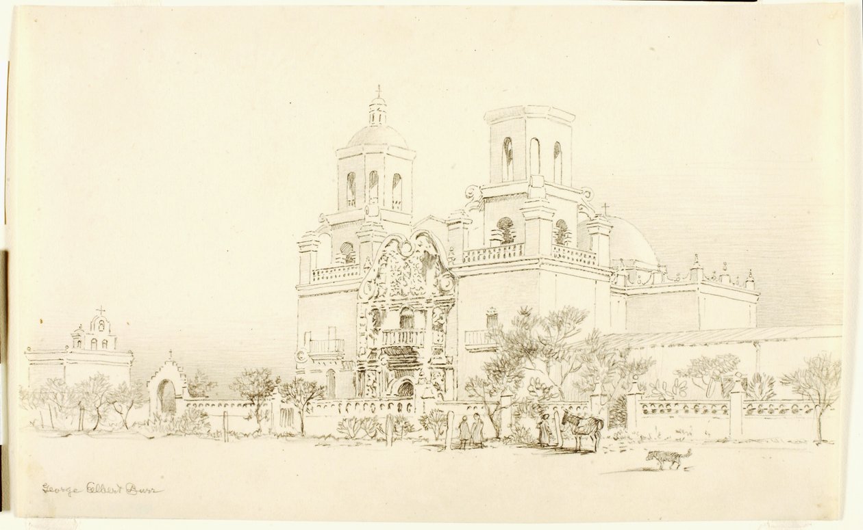 Sem título (desenho de transferência para a Missão de San Xavier, Tucson, Arizona) de George Elbert Burr