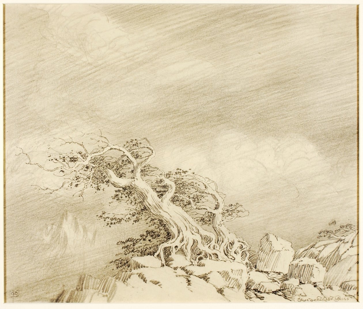 Sem título (desenho de transferência para Storm near Timberline) de George Elbert Burr