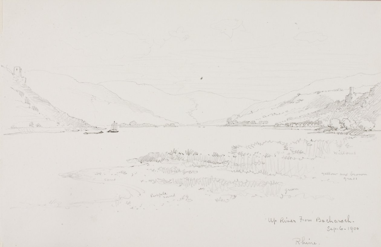 Rio acima de Bacharach, Reno de George Elbert Burr