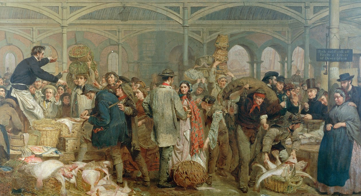 Mercado de peixe do Billingsgate de George Elgar Hicks