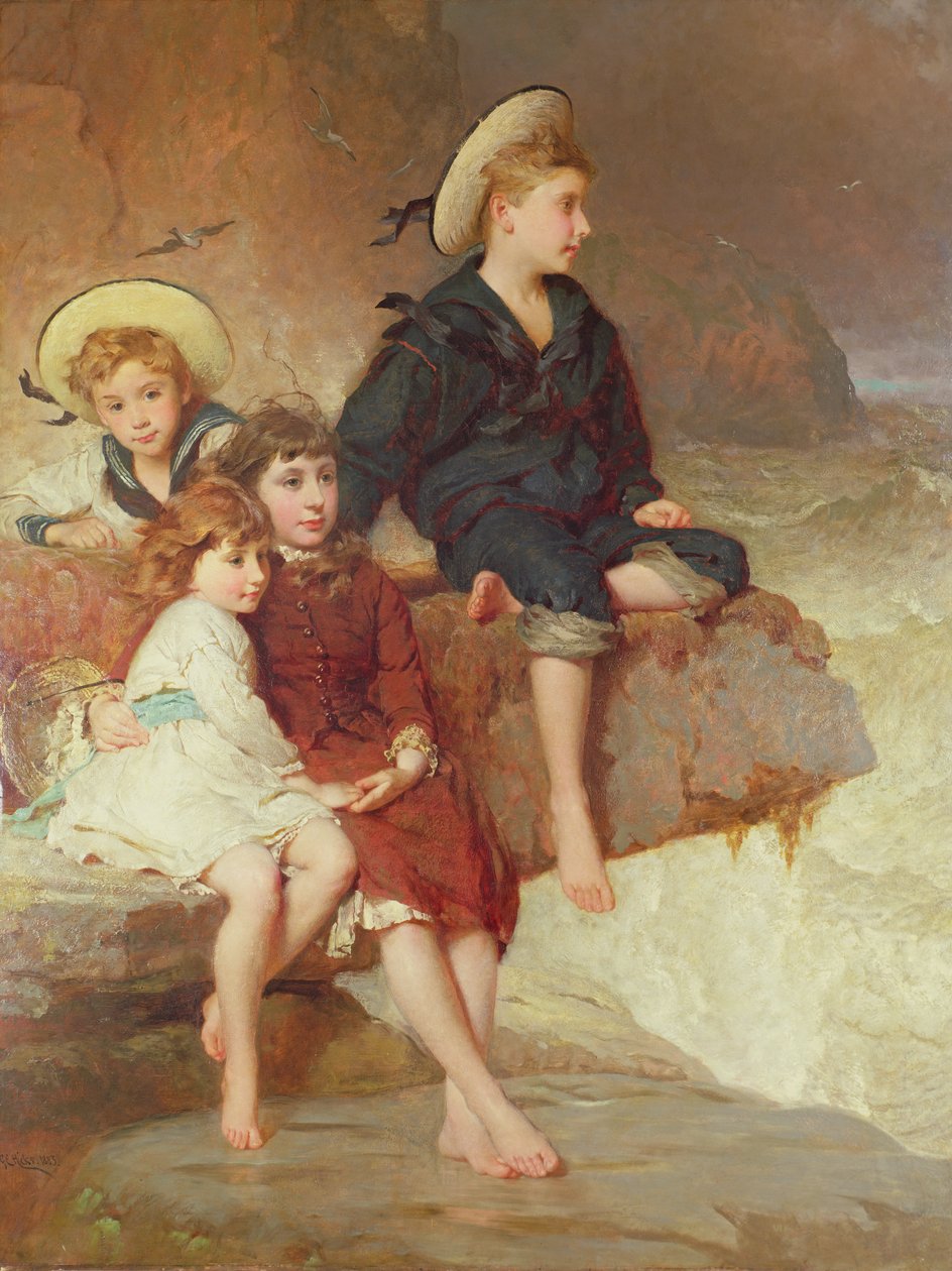 Os filhos de Sir Hussey Vivian à beira-mar de George Elgar Hicks