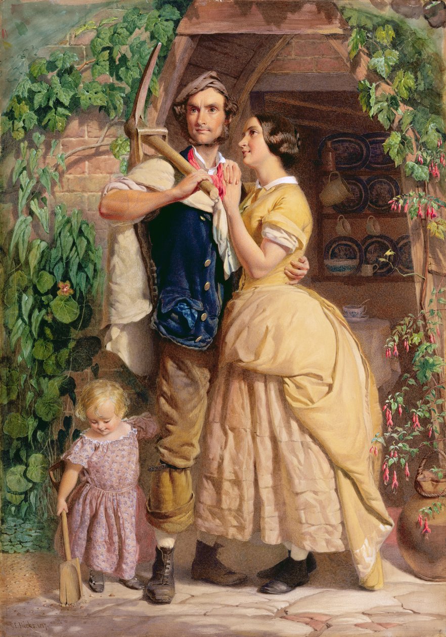 The Sinews of Old England, 1857 (wc e bodycolour com goma arábica sobre papel) de George Elgar Hicks