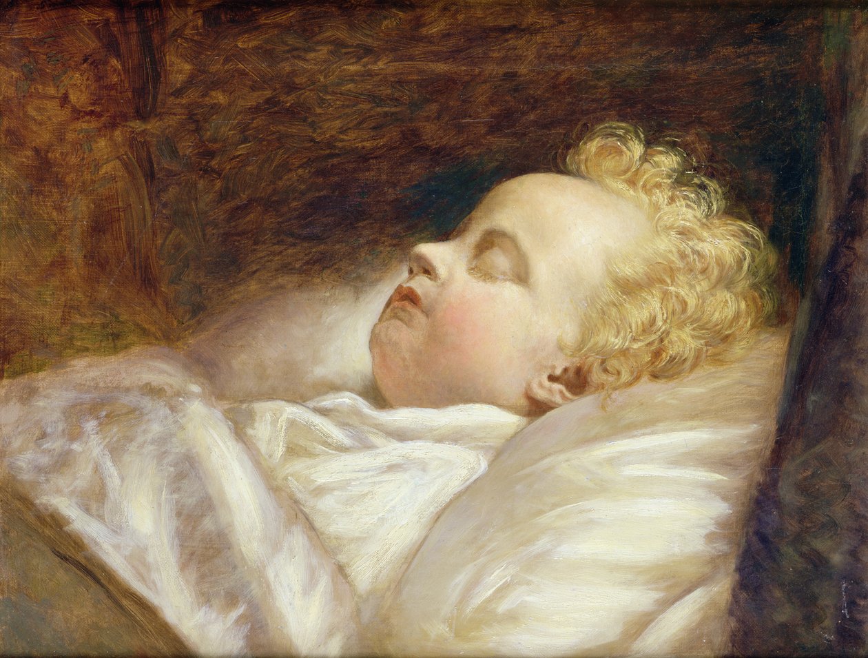 O jovem Frederick dormindo no final c.1855 de George Elgar Hicks