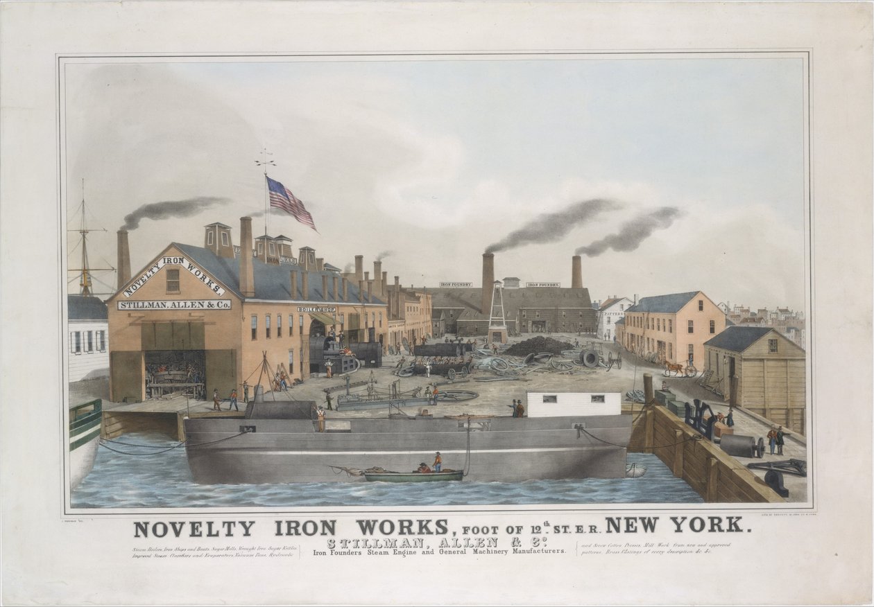 Novidade Iron works, Foot of 12th St. E.R. New York. Stillman, Allen & Co., Fundador de Ferro..., 1841-44. de George Endicott