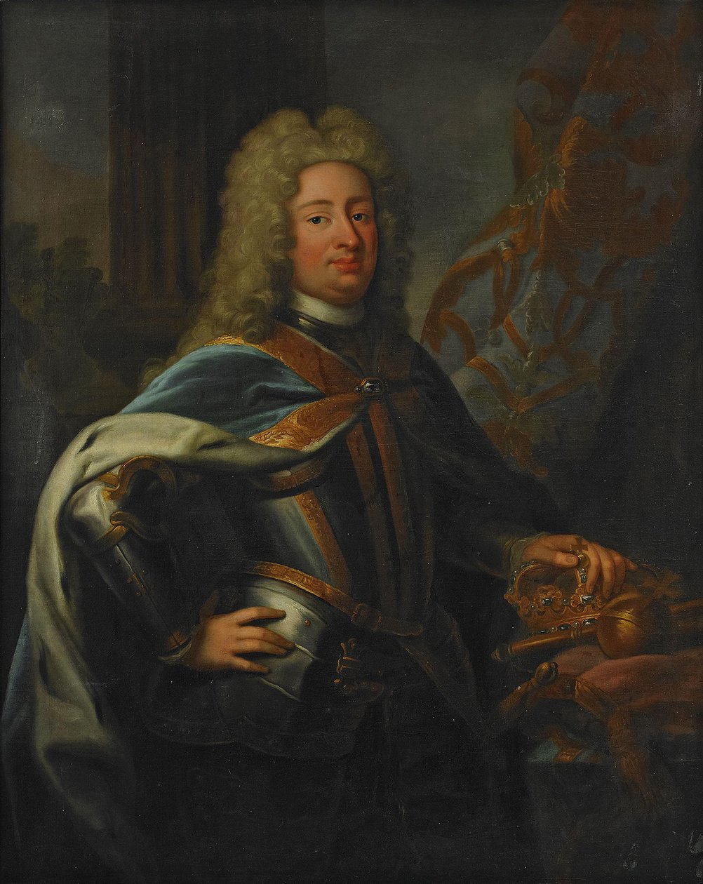 Retrato do rei Frederico I da Suécia 1676-1751 de George Engelhardt Schroeder