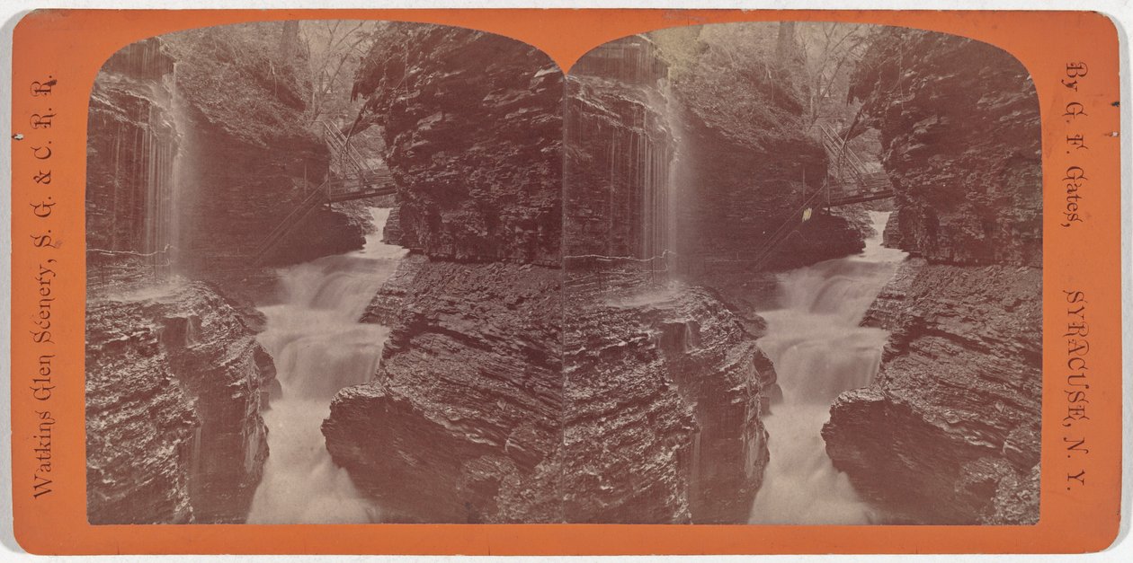 Cenário Watkins Glen, Rainbow Falls e Triple Cascades de George F. Gates