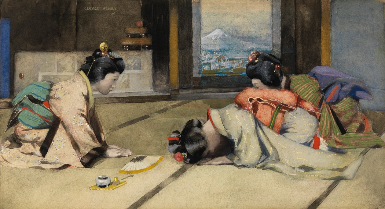Uma casa no Japão, ou Saudações (aguarela sobre papel) de George F. Henry