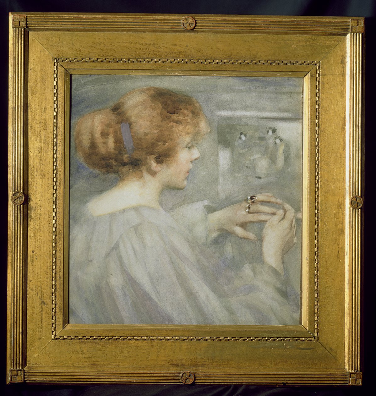 O anel de noivado, 1897 (wc no papel) de George F. Henry