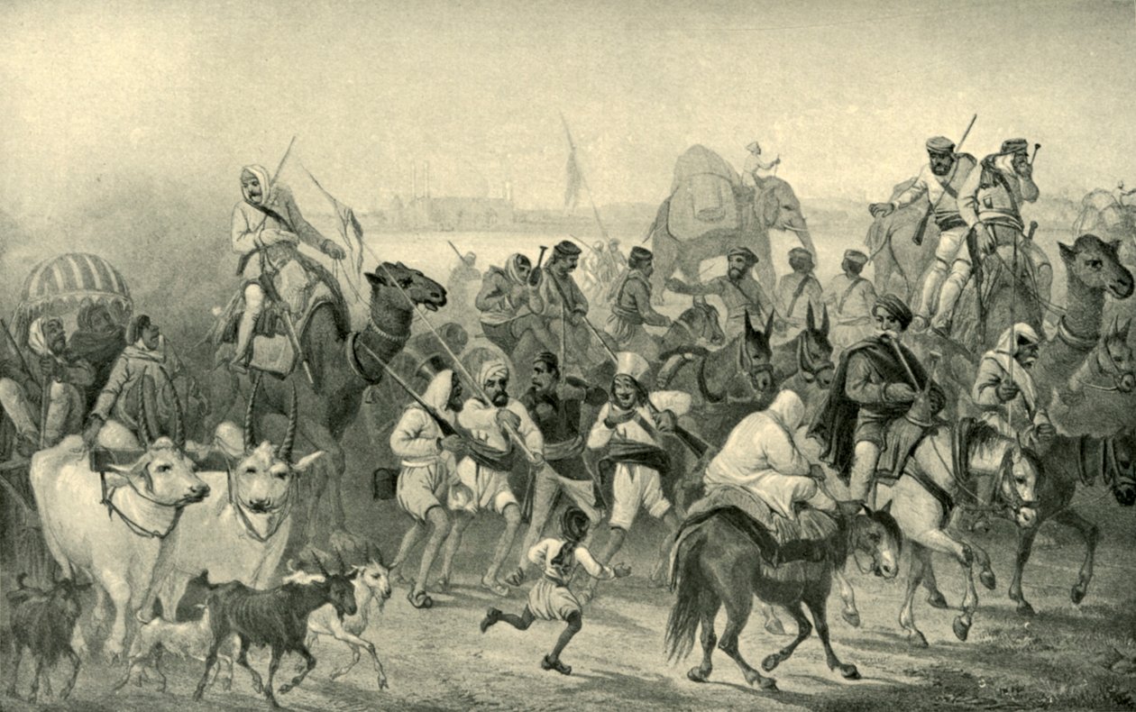 Auxiliares nativos Correndo para Delhi, c1850s, 1901. de George Francklin Atkinson