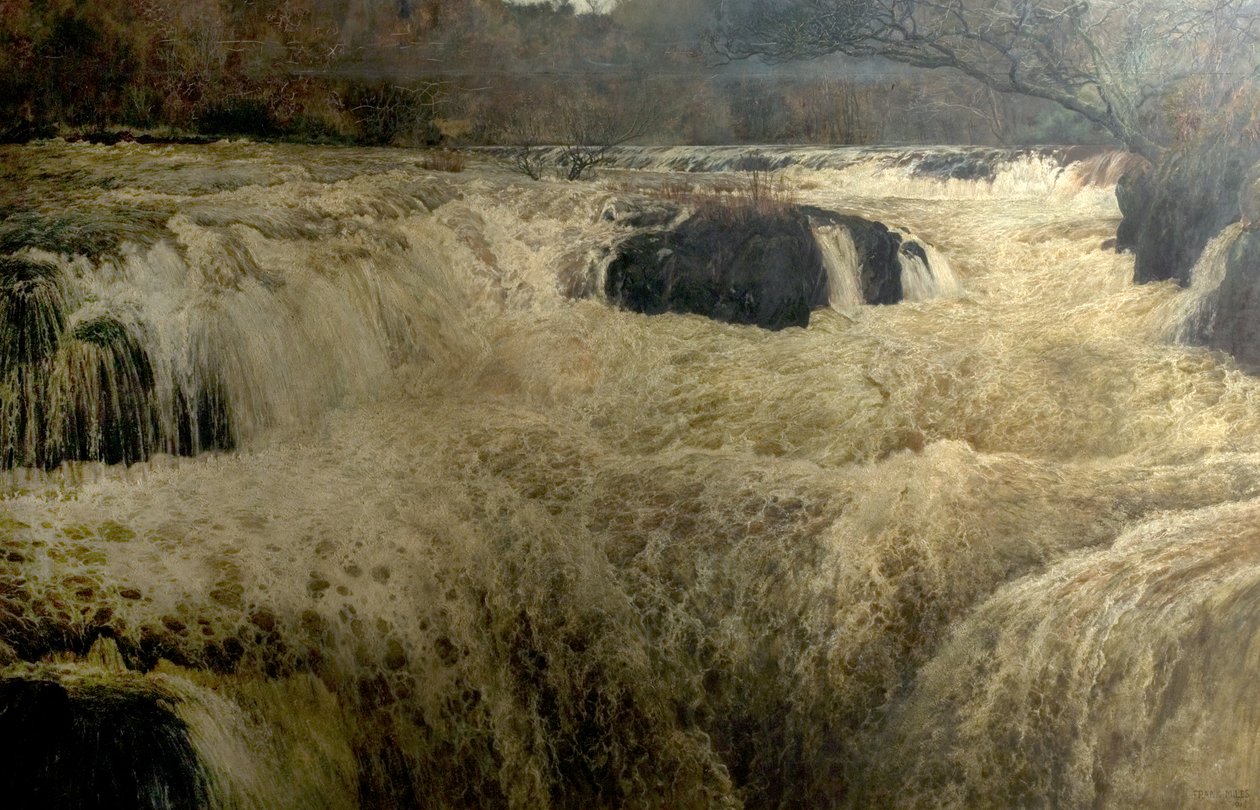 Salmão, salto, cenarth cai, cardiganshire, gales, 1878 de George Frank Miles