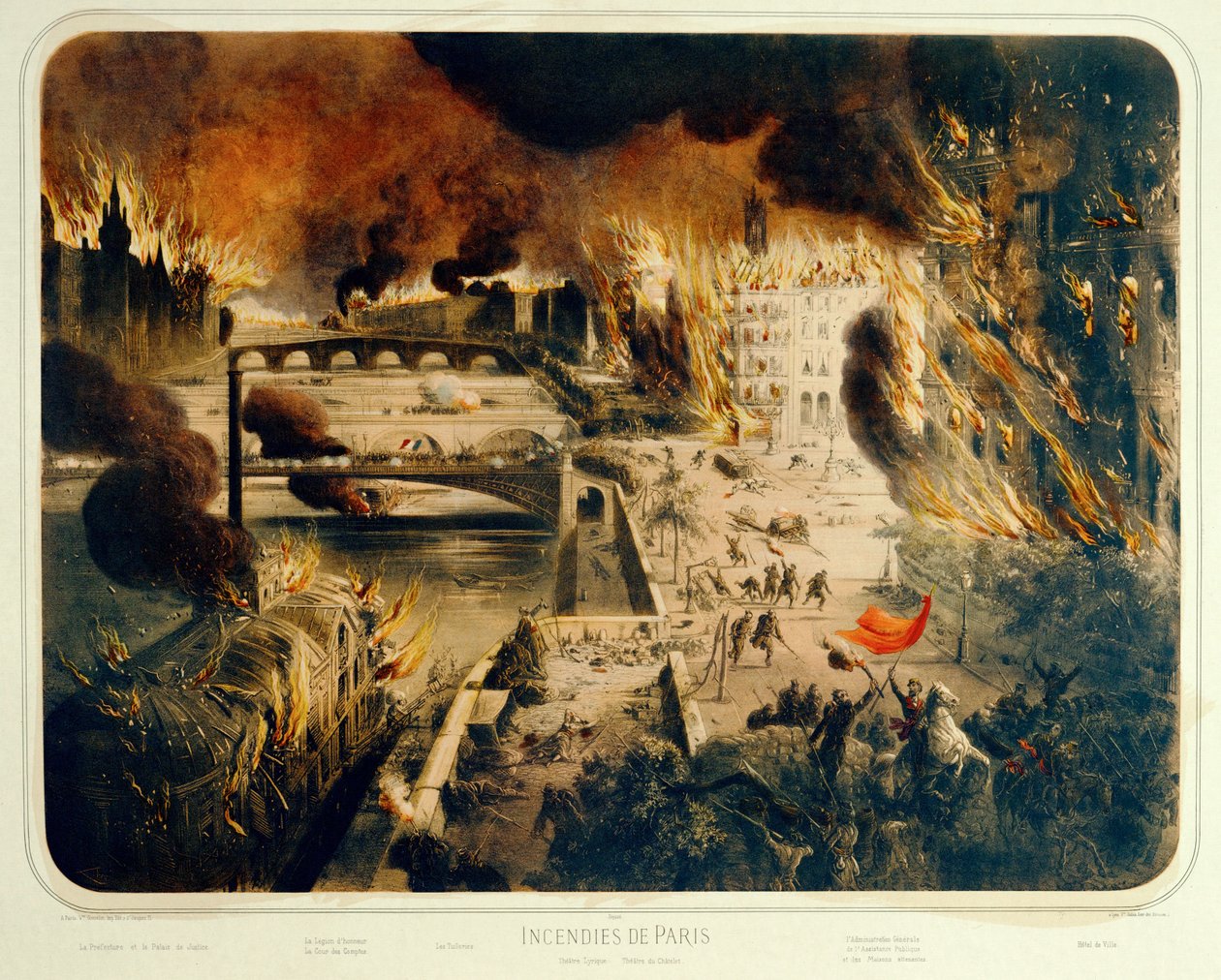A Comuna: Paris em chamas ... (gravura) de George Frederic Watts