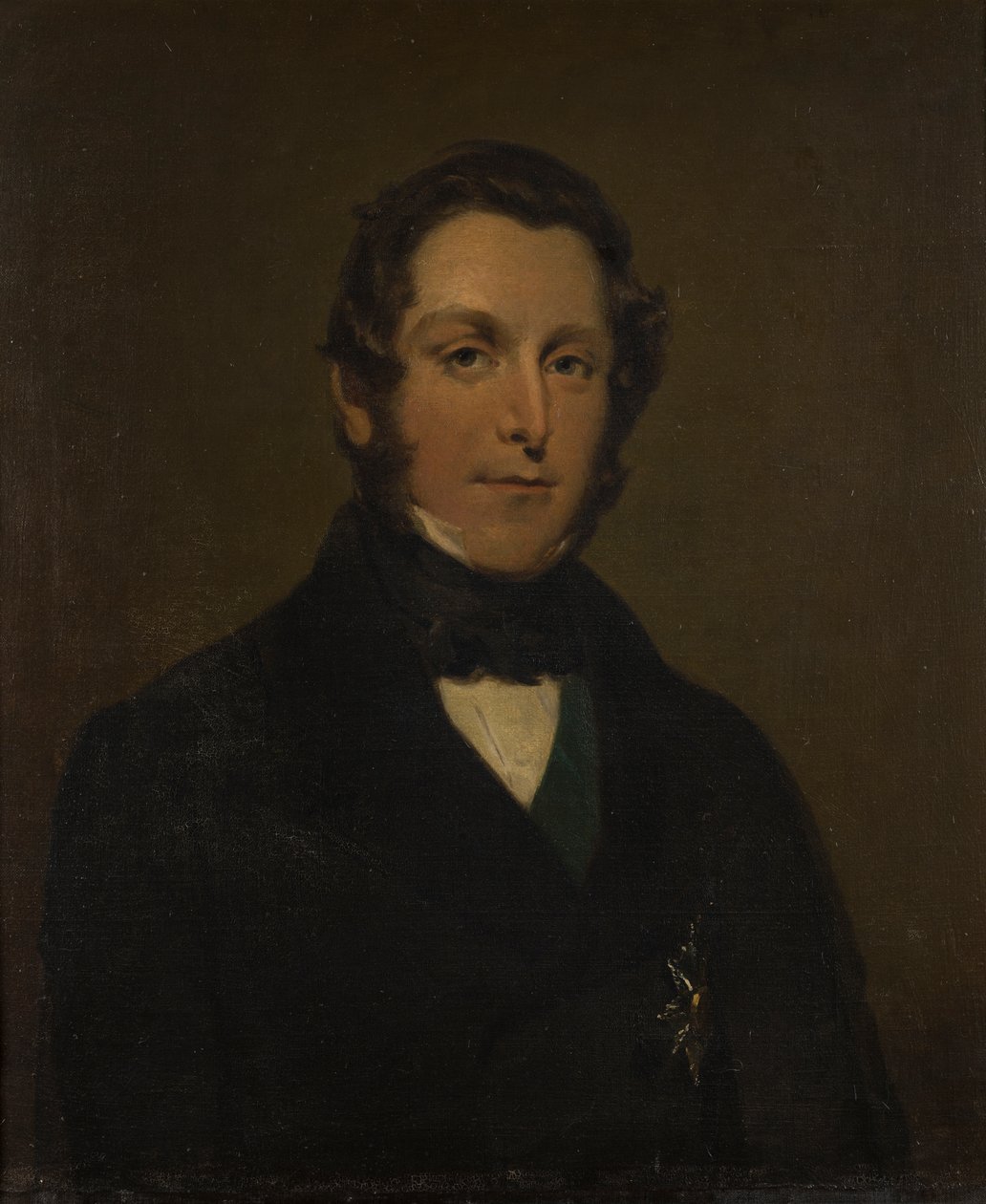 Retrato de James Andrew Broun Ramsay, c.1 Marquês de Dalhousie (1812-1860), c.1833-60 (óleo sobre tela) de George Frederick Clarke
