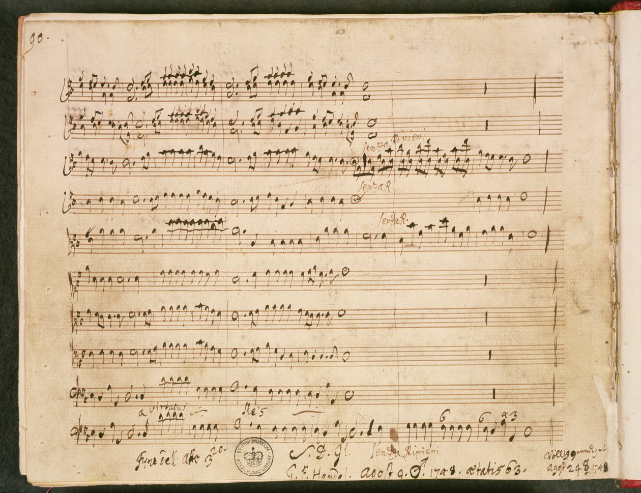 Partitura original do último fólio da ópera 